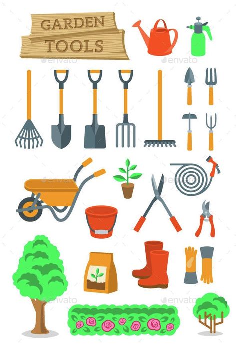 Farm Tools Drawing, Gardening Tools Illustration, Game Controller Art, Agriculture Tools, Tools For Gardening, Tools Illustration, Garden Tools Design, Garden Objects, Farming Tools