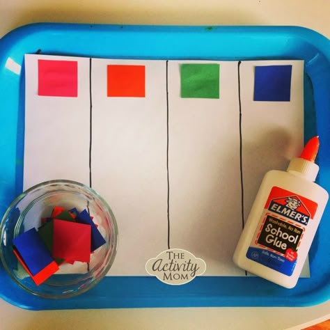 Toddler Color Sorting Craft - The Activity Mom Discipline Toddler, Dancing Dinosaur, Child Discipline, Color Sorting Activities, Sorting Colors, Child Nutrition, Color Lessons, Toddler Schedule, Toddler Classroom