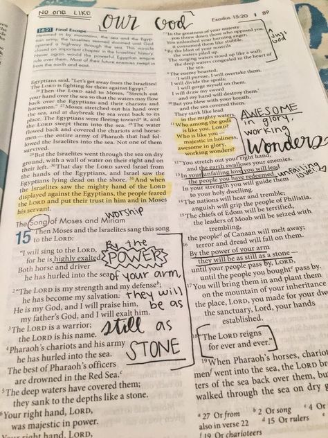 Exodus 15 Bible Journaling, Bible Notes Exodus, Exodus Bible, Creative Bible, Personal Bible Study, Bible Journal Notes, Inspire Bible Journaling, Journaling Bible, Bible Time