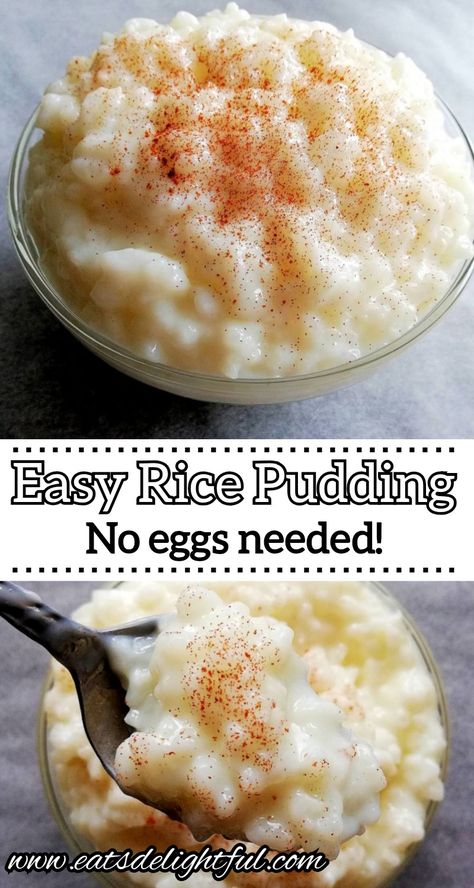 This rice pudding is very rich and creamy. It only uses 5 ingredients, and there’s no eggs required. You can even make it with leftover rice for an even quicker and easier dessert! Eggless rice pudding recipe | rice pudding recipe without eggs | rice pudding easy recipe | rice recipes | rice pudding recipes | #rice #ricepudding #dessert #snacks #nobake #fall Peach Rice Pudding, Easy Rice Pudding With Leftover Rice, Rice Pudding In Microwave, Leftover Rice Pudding Recipes Easy, Rice Pudding Recipe With Leftover Rice, Leftover Rice Dessert, Rice Pudding From Leftover Rice, Easy Rice Pudding With Minute Rice, Rice Pudding Using Leftover Cooked Rice