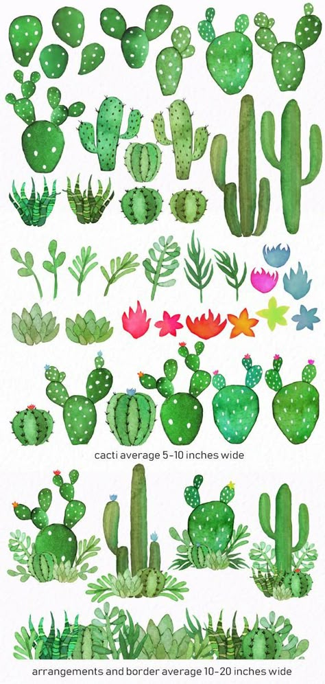 Watercolor cactus - cactus clipart - watercolor succulents - succulent clip art - watercolor greener Succulent Clip Art, Cactus Doodle, Cactus Paintings, Cactus Clipart, Cactus Drawing, Watercolor Succulents, Cactus Painting, Watercolor Greenery, Watercolor Cactus