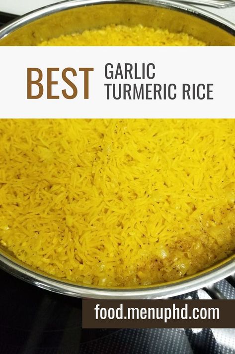 Garlic Turmeric Rice Garlic Turmeric Rice, Tumeric Rice, Flavorful Rice, Turmeric Rice, Garlic Rice, Rice Cooker Recipes, Rice Cooker, Rice Recipes, Food Menu