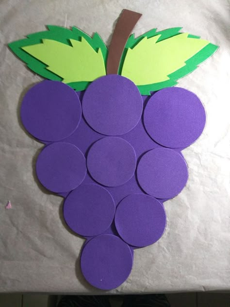 Grapes Art And Craft, Fruit Activities For Preschool Crafts, Paper Fruits Craft, Fruits Art And Craft For Preschool, Grapes Crafts For Kids, Summer Fruit Crafts, Grapes Activity, Fruits Crafts For Kids Preschool, Fruit Crafts For Preschool