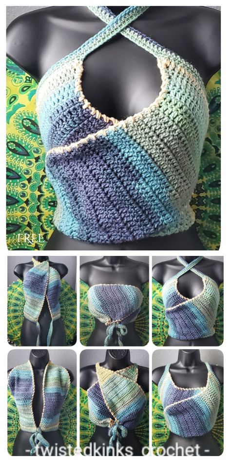 Tie Back Summer Top Free Crochet Patterns - DIY Magazine Summer Crochet Patterns Free, Crochet Halter Top Pattern, Crochet Beginners, Crochet Dress Pattern Free, Hippie Crochet, Crochet Crop Top Pattern, Autumn Wear, Crochet Tops Free Patterns, Crochet Summer Tops