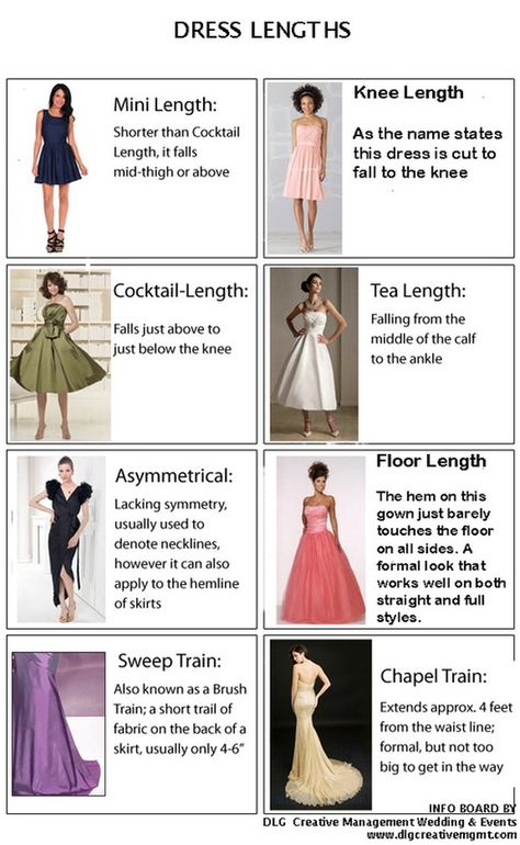 . Fashion Learning, Dress Lengths, Neon Prom Dresses, Below The Knee Dresses, Info Board, Plum Dress, Fashion Dictionary, Wear To Work Dress, Fashion Vocabulary