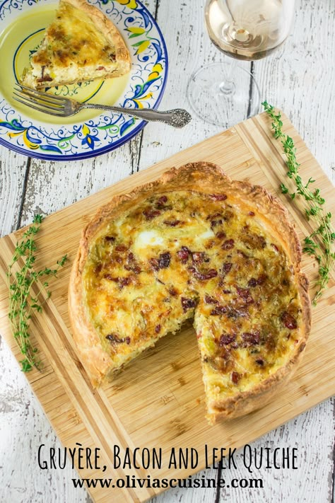 Gruyère, Bacon and Leek Quiche Filet Mignon Chorizo, Leek Mushroom, Leek Quiche, Mushroom Quiche, Bacon Quiche, Savory Tarts, Breakfast Quiche, Savory Pies, Quiche Recipes