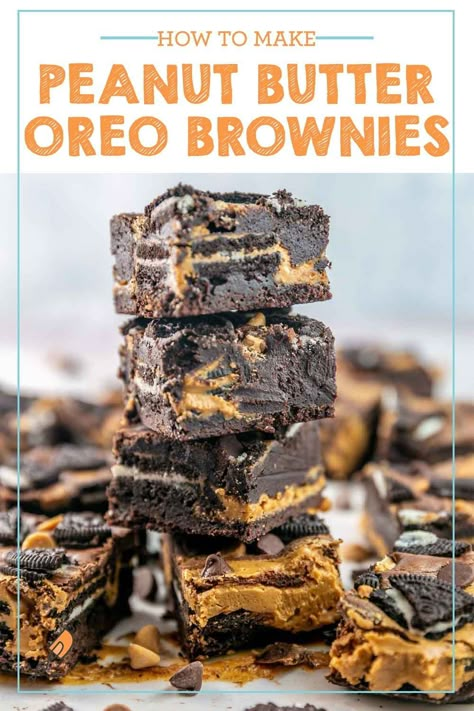 Chocolate Peanut Butter Oreo Dessert, Oreo Peanut Butter Cookies, Oreo Peanut Butter Dessert, Oreo Peanut Butter Brownies, Brownies Gooey, Peanut Butter Oreo Dessert, Thanksgiving Desert, Camp Walden, Oreo Brownies Recipe