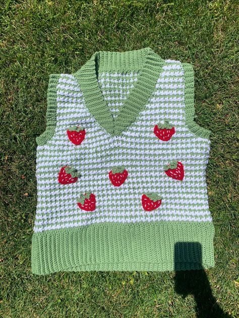 Crochet Houndstooth Vest, Houndstooth Vest, Cottagecore Crochet, Crochet Sweater Vest, Crochet Sweater, Sweater Vest, So Cute, Crochet