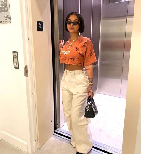 @badgal98💕 India Westbrook aka indialove Indialove Outfits, Orange Outfits For Black Women, Outfits For Black Women, Orange Outfits, Streetwear Fashion Women, Looks Vintage, Fashion Killa, 90s Fashion, Streetwear Fashion