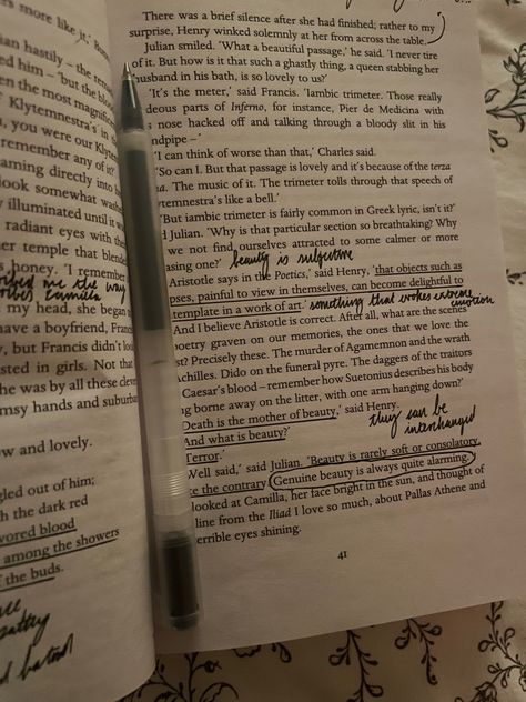 the secret history donna tartt annotations book reading beauty is terror The Crucible Annotations, Beauty Is Terror, The Secret History Annotations Key, The Little Friend Donna Tartt, The Secret History Book, The Secret History Annotations, Reading Motivation, Little Library, Book Annotation