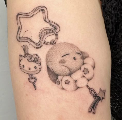 By nuuriworld Godspeed Tattoo, Artsy Tattoos, Chain Tattoo, She Is Amazing, Rainbow Tattoos, Hello Kitty Tattoos, Hello Kitty Keychain, Chicano Tattoos, Pokemon Tattoo