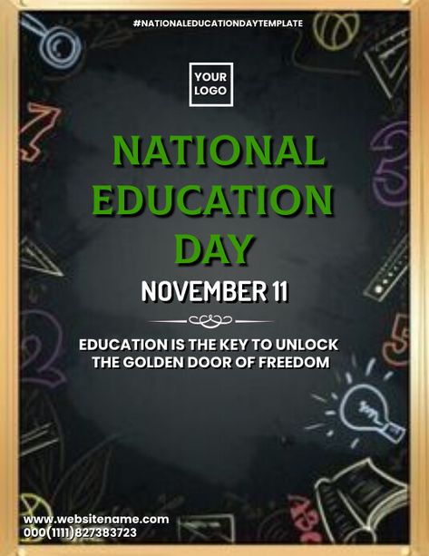 National Education Day Poster, Education Day Poster, National Education Day, Education Day, Day Template, Online Ads, Education, Quick Saves, Design