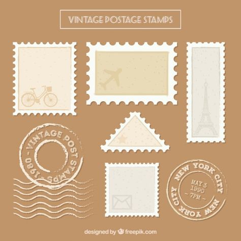 More than a million free vectors, PSD, photos and free icons. Exclusive freebies and all graphic resources that you need for your projects طوابع بريد, Postage Stamp Design, Vintage Postage Stamps, Vintage Postage, Badge Design, Vintage Stamps, Free Vectors, Stamp Design, Journal Stickers