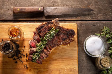 Ranch To Table Recipes, Steak Presentation, Best Steak Sauce, Ranch To Table, Ranch Table, Steak With Chimichurri Sauce, Chimichurri Sauce Recipe, Slender Kitchen, Rump Steak