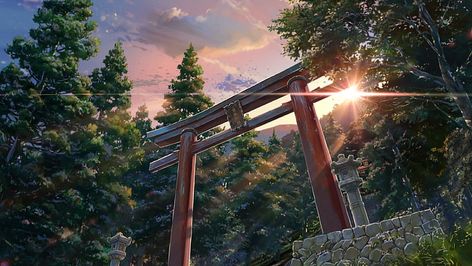 torri gate illustration, Makoto Shinkai , Kimi no Na Wa, sky HD wallpaper Kimi No Na Wa Wallpaper, Your Name Wallpaper, Makoto Shinkai, Your Name Anime, Anime Places, Name Wallpaper, Main Theme, Original Wallpaper, Anime Scenery Wallpaper