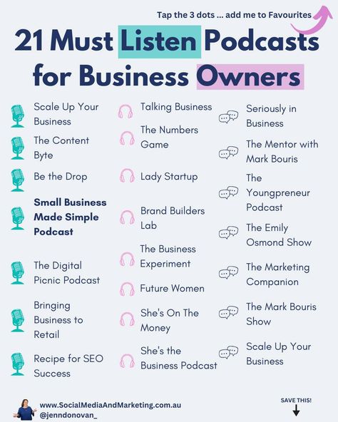 🚀 Boost Your Business Knowledge with These Must-Listen Podcasts! 🎧 Are you looking to level up your business game? We’ve put together an epic list of 21 Australian podcasts that every business owner needs to hear, including my personal favorite—the Small Business Made Simple Podcast (he, he)! 🌟 🎙️ Why Listen to Podcasts? Podcasts are a fantastic way to learn from the best in the biz—whether you’re on the go, at the gym, or winding down at home. You’ll get insights from industry experts, pra... Must Listen Podcasts, Podcast Games, Podcast Outline, Podcast Topics Ideas, Podcast List, Podcast Playlist, Podcast Recommendations, Podcasting Tips, Business Knowledge