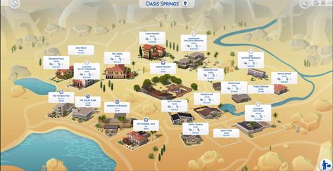 Sims 4 Oasis Springs, Sims Funny, Oasis Springs, Sims 4 Challenges, Town Map, Sims Community, Sims 4 Build, Sims Mods, The Sims