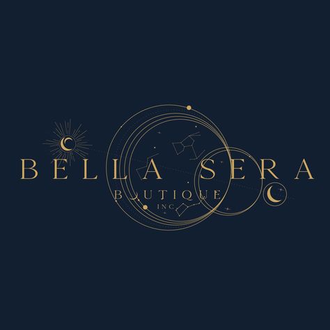 Bella Sera Logo Design; constellation logo, star logo, galaxy logo Constellation Logo, Galaxy Logo, Life Circle, Logo Star, Star Logo Design, Graphic Design Website, Motif Art Deco, Coffee Truck, Brand Stylist