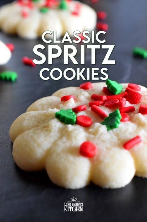 Molasses Ginger Spiced Spritz Cookies - Lord Byron's Kitchen Classic Spritz Cookies, Cream Cheese Spritz Cookies, Butter Spritz Cookies, Christmas Spritz Cookies, Spritz Cookie Recipe, German Christmas Cookies, Spritz Cookies, Butter Cookies Recipe, Cookie Press