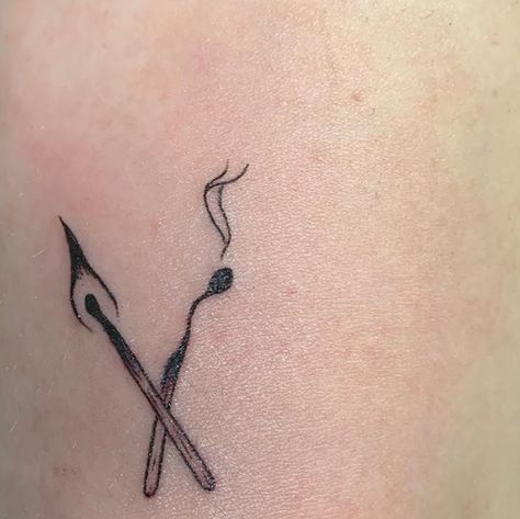 Small Match Stick Tattoo, Match Sticks Tattoo, Stick Of Dynamite Tattoo, Match Stick Tattoo Ideas, Burnt Out Match Tattoo, Burning Matchstick Tattoo, Burnt Match Tattoo, Lit Match Tattoo, Burning Match Tattoo