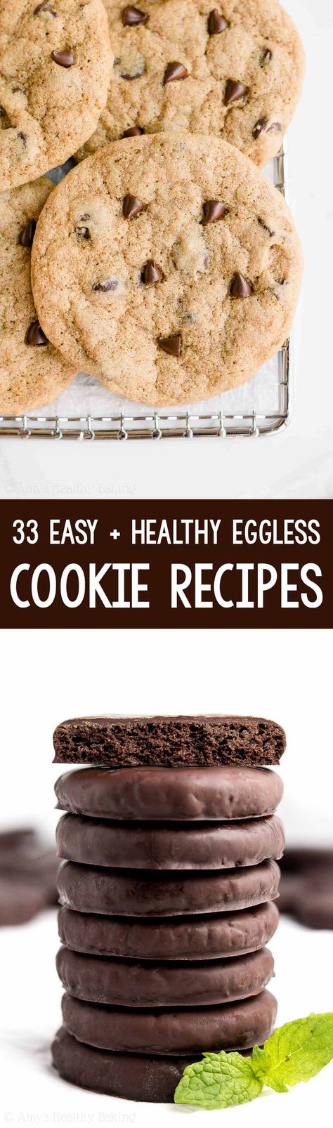 A list of the BEST EVER healthy eggless cookie recipes! They have NO refined flour or sugar, but they don’t taste healthy at all! Just sweet, yummy & delicious! Many are secretly gluten-free, dairy-free & vegan too! ♡ easy no dairy egg free cookies. best gluten free egg free cookie recipes. clean eating low calorie vegan cookies. Egg Free Cookie Recipes, Cookie Low Calorie, Egg Free Cookies Recipes, Eggless Cookie, Crunchy Chocolate Chip Cookies, Eggless Cookie Recipes, Egg Free Baking, Egg Free Cookies, Eggless Chocolate Chip Cookies