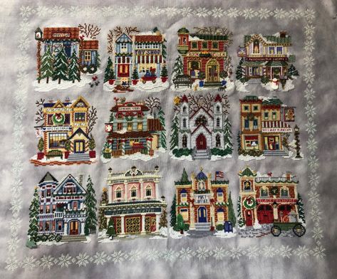 OhSewCrafty: HD: Firehouse & Mill Hill Christmas Village Mill Hill Cross Stitch, Xmas Village, Cross Stitch House, Mill Hill Beads, Mill Hill, Cross Stitch Christmas Ornaments, Cross Stitch Love, Cross Stitch Finishing, Beaded Cross Stitch