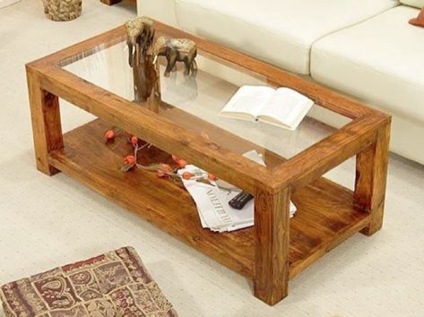 Glass Wooden Table, Wooden Table With Glass Top, Wooden Coffee Table With Glass Top, Tea Table Design Wooden With Glass, Wooden Glass Table, Glass And Wood Coffee Table, Glass Wood Table, Coffee Tables Uk, Coffee Table Design Ideas