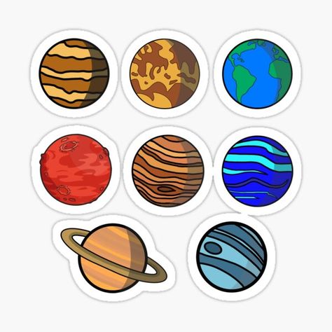 Sketsa Planet Aesthetic, Earth Stickers Aesthetic, Science Aesthetic Sticker, Planet Stickers Printable, Stiker Planet, Planet Stickers Aesthetic, Earth Science Design, Sticker Pack Printable, Planets Aesthetic