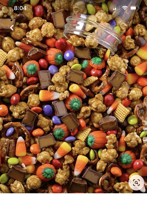 Fall Candy Corn Snack, Fall Chex Mix Recipes Candy Corn, Harvest Chex Mix Halloween Party, Fall Snack Mix With Candy Corn, Autumn Snack Mix Candy Corn, Halloween Food Snacks, Fall Snack Mixes, Halloween Snack Mix, Trail Mix Recipes