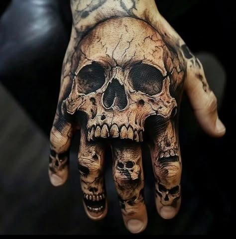 Kurt Tattoo, Full Hand Tattoo, Evil Skull Tattoo, Skull Hand Tattoo, Knuckle Tattoos, Skull Sleeve Tattoos, Skull Sleeve, Hand And Finger Tattoos, Scary Tattoos