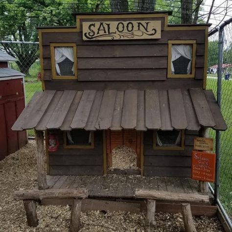 Chicken Coop Town, Mini Chicken Coop, Happy Chickens, Cat Patio, Saloon Girls, Homestead Ideas, Chicken Coop Designs, Coop Plans, Dairy Goats