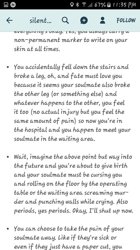 Soooo if the girl gets her period and cramps, will her soulmate feel the pain as well? Maybe than men will understand how much a period hurts Period Prompts, Funny Dialogues, Fantasy Story Ideas, Writing Memes, Story Prompts, Writing Dialogue, Creative Writing Prompts, Writing Project, Book Writing Tips