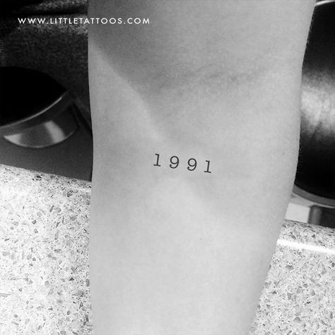 1991 Birth Year Temporary Tattoo - Set of 3 1991 Tattoo Number, 1991 Tattoo, Year Tattoos, Micro Tattoo, Leo Tattoo Designs, Men Ootd, Amsterdam Tattoo, Unique Small Tattoo, Birthday Tattoo