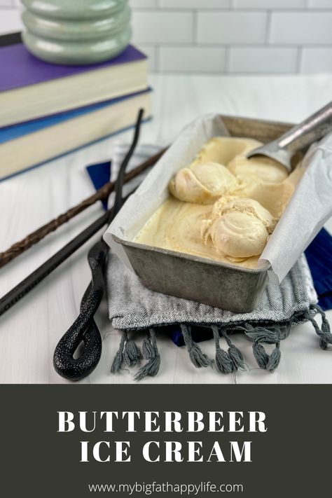 Butterbeer Ice Cream Butterbeer Ice Cream Recipe, Butterbeer Ice Cream, Ice Cream Sunday, Butterscotch Sauce, Ice Cream Mixture, Cheesecake Ice Cream, Ice Cream Print, Sunday Recipes, Popular Food