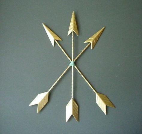 Gold 3 Metal Arrows,  Hand Painted. Tribal / Bohemian Style, Wall Decor. Arrows Nursery decor. Room Turned Into Closet, Arrow Nursery, Gold Arrow, Turquoise And Gold, Arrow Decor, Spare Room, Decor Nursery, Functional Art, Wall Spaces