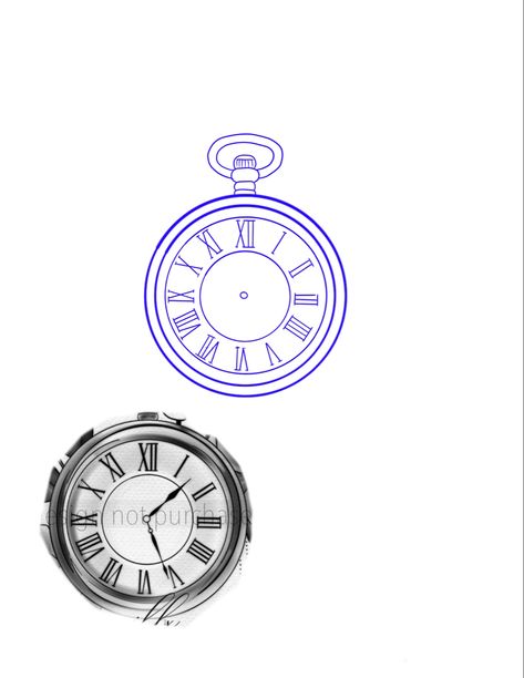 Clock Design Tattoo, Clock Outline Tattoo, Roman Numeral Clock Tattoo Design, Clock Drawing Tattoo, Pocket Watch Tattoo Stencil Outline, Roman Numeral Clock Tattoo Stencil, Small Clock Tattoo For Women, Clock Tattoo Ideas, Simple Clock Tattoo