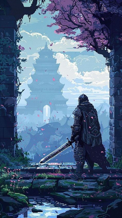 Aesthetic Game Wallpaper, Realistic Minecraft Art, 8 Bit Wallpaper, Coding Wallpaper, Aesthetic Pixel Art, Game Pixel Art, Wallpaper Pixel, Pixel Art Wallpaper, Knight Wallpaper