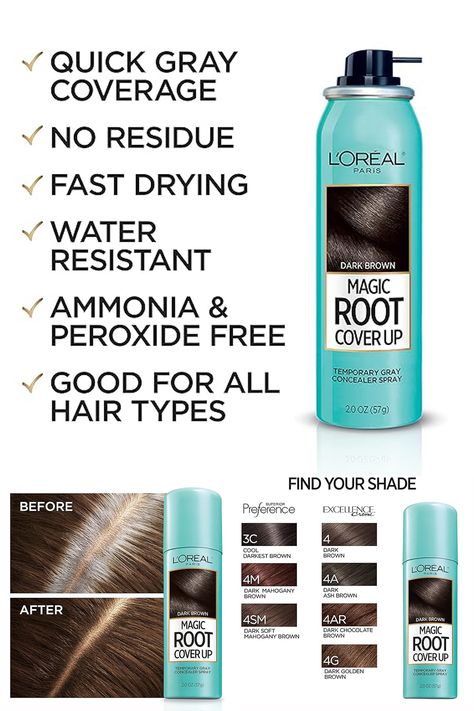 Paris Magic Root Cover-Up Gray Concealer Spray Dark Brown Dark Ash Brown, Gray Roots, Brown Packaging, Paris Hair, Root Cover Up, Hair Color Spray, Spray Hair, Grey Roots, Color Spray