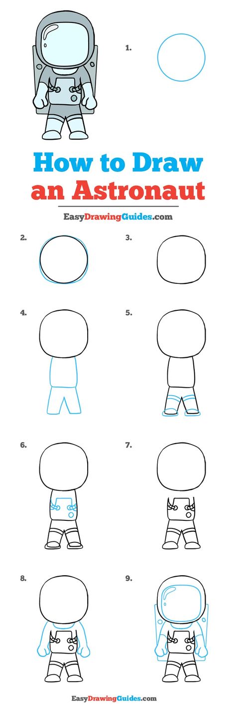 How to Draw an Astronaut - Really Easy Drawing Tutorial How To Draw Astronaut, Draw Astronaut, Galaxy Drawing, Astronaut Drawing, Drawing Instructions, Space Drawings, Drawing Tutorials For Beginners, Easy Drawing Tutorial, Drawing Lesson