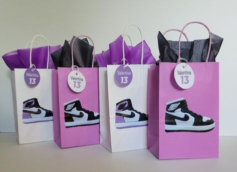 Handmade sneaker party favor bags Nike Party, Sneaker Party, Sneaker Ball, Sweet 16 Birthday, Custom Nikes, Party Favor Bags, 16th Birthday, Favor Bags, Goodie Bags