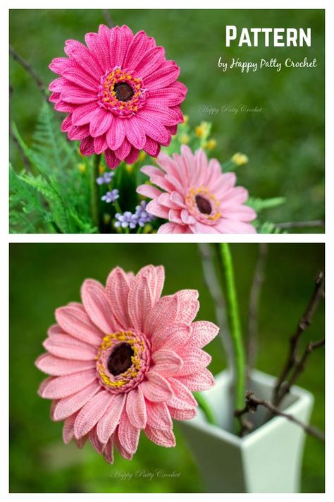 Crochet Gerbera Free Pattern, Gerber Daisy Crochet Free Pattern, Gerbera Daisy Crochet Pattern, Gerbera Daisy Crochet, Crochet Daisy Bouquet Free Pattern, Crochet Gerbera Daisy Free Pattern, Crochet Daisy Pattern Free, Crochet Gerbera, Daisy Crochet Pattern