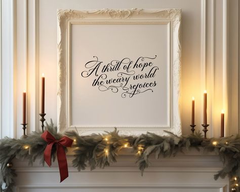 Christmas Hymns, A Thrill Of Hope, Christian Christmas Decorations, Thrill Of Hope, Hymn Print, Timeless Christmas, Hope Christmas, Gratis Printables, Holiday Wall Art