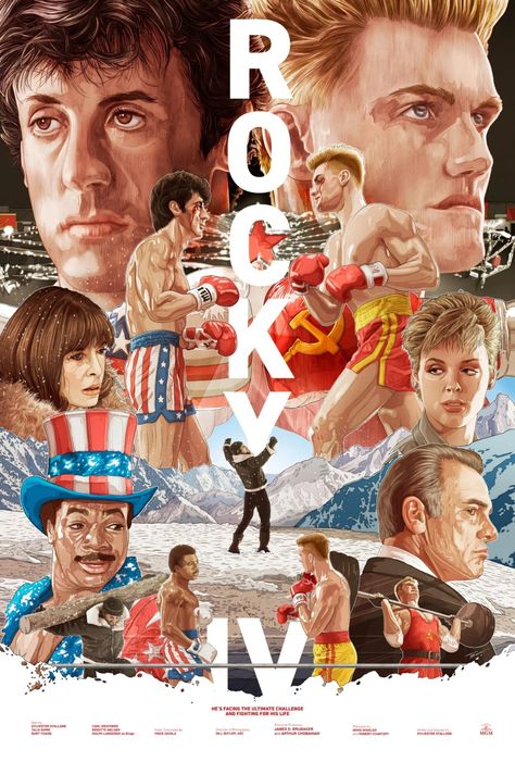 ROCKY IV (1985) poster design by Tavo Montanez Rocky Balboa Tattoo, If He Dies He Dies, Rocky Film, Sly Stone, Carl Weathers, John Candy, Nostalgia Art, Rocky Balboa, Metal Plates