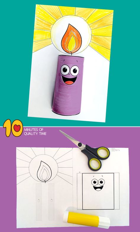 Candle Kids Craft, Candlemas Crafts Kids, Candle Paper Craft, Candle Crafts For Kids, Paper Candle Craft, Hanukkah Decorations Diy, Candle Theme, Crafts For Beginners, 3d Candle