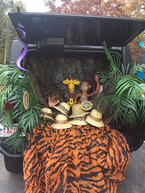 Safari Themed Trunk Or Treat, Safari Trunk Or Treat Ideas For Cars, Trunk Or Treat Safari Theme, Wild Kratts Trunk Or Treat, Jungle Cruise Trunk Or Treat, Wild About Jesus Trunk Or Treat, Trunk Or Treat Zoo Theme, Jungle Theme Trunk Or Treat, Lion King Trunk Or Treat Ideas