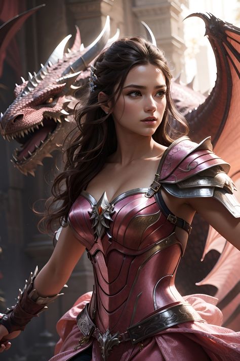 Pink Armor, Fantasy Fighter, Princess Character, Fantasy Queen, Fashion Collection Inspiration, Armor Dress, Sparkle Outfit, Dragon Princess, Strong Female Characters