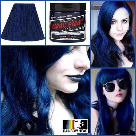 After Midnight (Manic Panic) Manic Panic Midnight Blue, After Midnight Manic Panic, Manic Panic Blue, Grey Hair Wax, Blue Black Hair Dye, Manic Panic Colors, Midnight Hair, Splat Hair Dye, Manic Panic Hair Color