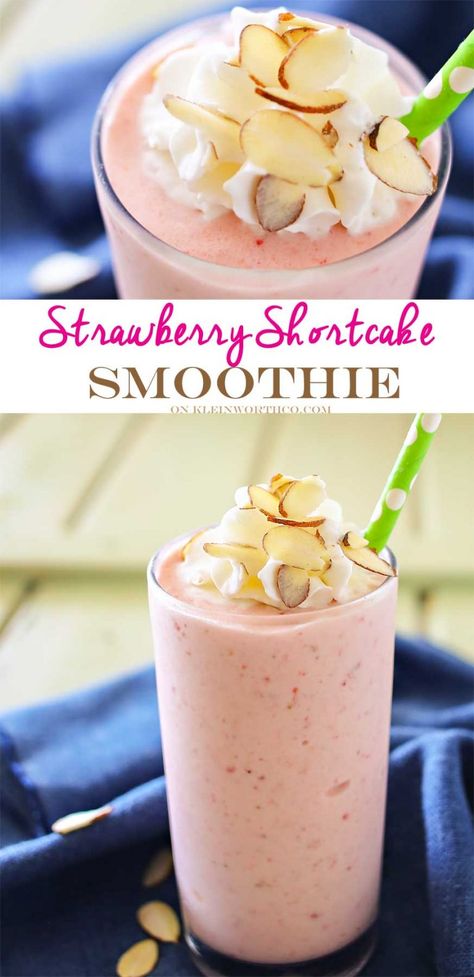 Strawberry Shortcake Smoothie is a delicious fruit smoothie recipe that is packed full of strawberry flavor. It's great for breakfast or as an afternoon snack for the whole family. Strawberry Shortcake Smoothie, Fruit Smoothie Recipe, Yummy Fruit Smoothies, Smoothie Strawberry, Apricot Smoothie, Recipes Strawberry, Recipe Vegetarian, Smoothie Drink Recipes, Best Smoothie Recipes