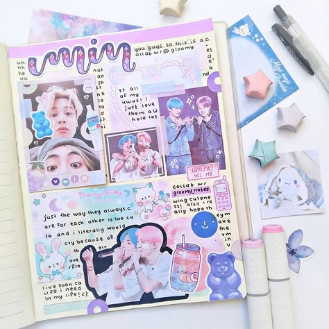 K Pop Journal Ideas, Bts Journal Ideas, Bullet Journal Essentials, Kpop Bullet Journal, Kpop Journaling, Kpop Journal Ideas, K Pop Journal, Bts Journal, Bullet Journal Cover Ideas