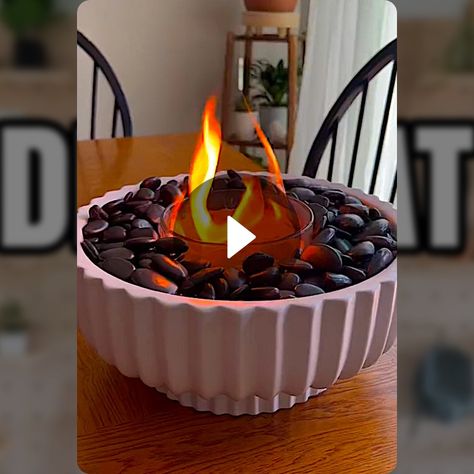 Dollar Tree DIY! 🔥 Diy Tabletop Fire Bowl Indoor, Portable Table Top Fire Pit, Diy Patio Fire Pit Table, Outdoor Tabletop Fire Bowl, Diy Fire Table Top, Diy Indoor Tabletop Fire Pit, Diy Alcohol Fire Bowl, Diy Table Top Fire Pit Ideas, Diy Planter Fire Bowl